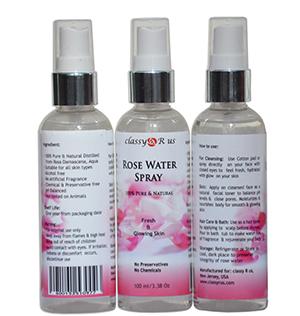 Natural Rose Water Spray in a 110 ml bottle, showcasing its pure and natural ingredients.