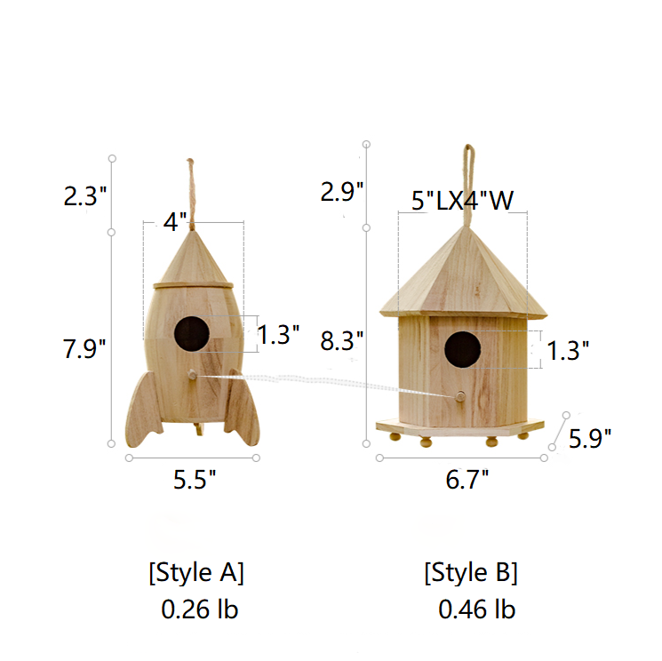 Natural Solid Wood Bird's Nest made from Paulownia wood with hemp rope, showcasing rustic charm and eco-friendly design.