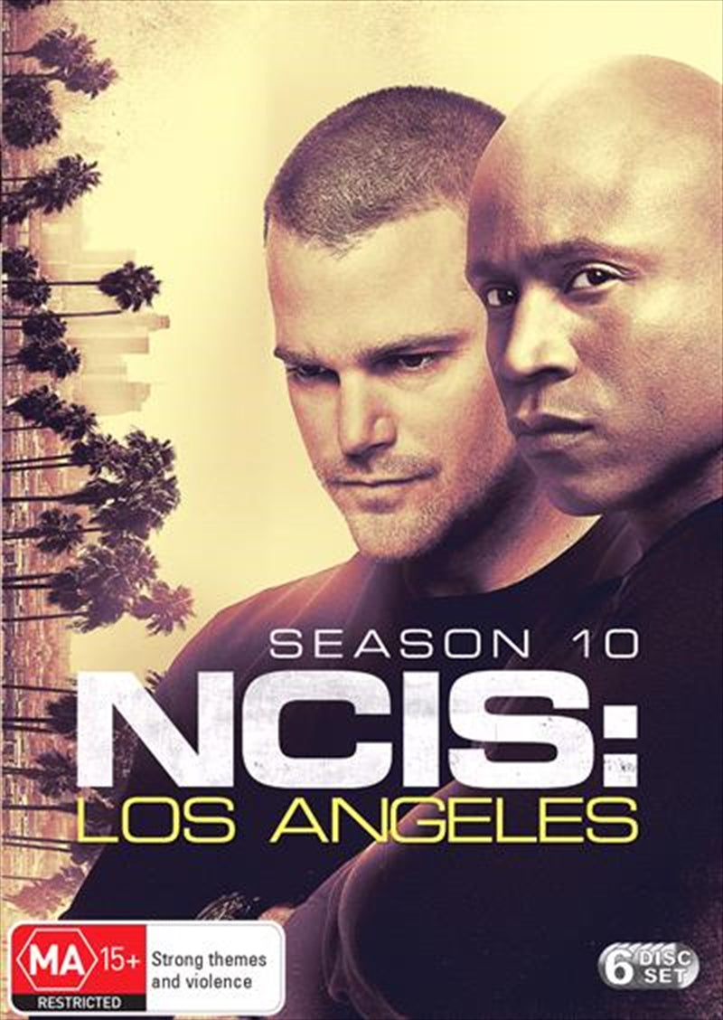 NCIS Los Angeles Season 10 DVD cover featuring G. Callen and Sam Hanna in action.