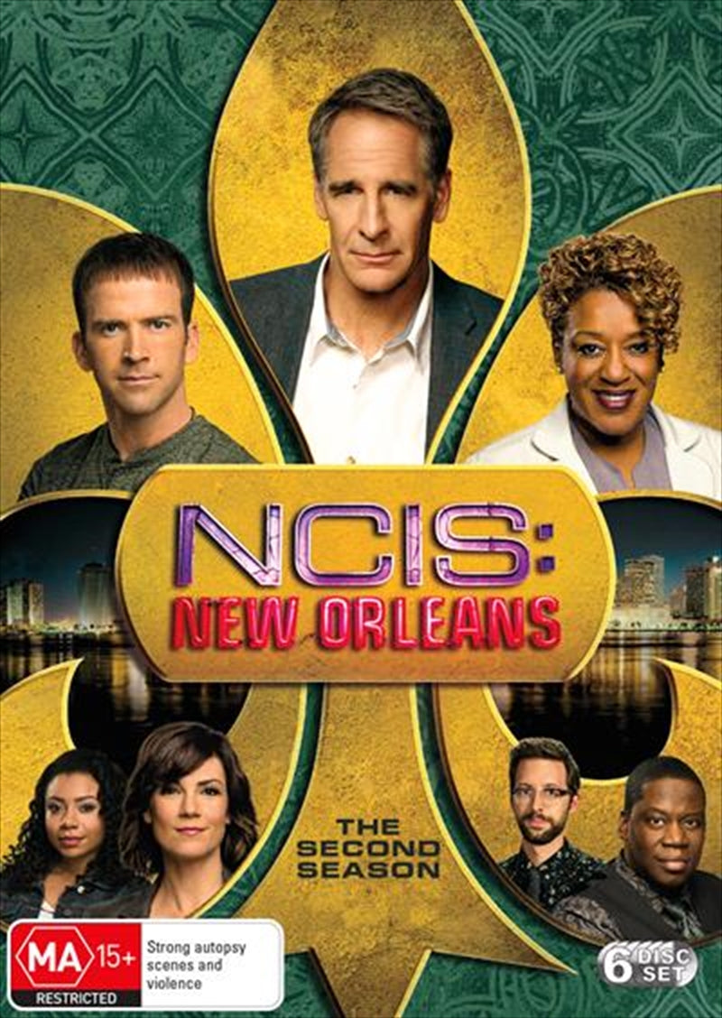 NCIS: New Orleans Season 2 DVD cover featuring Special Agent Dwayne Pride and team in action.