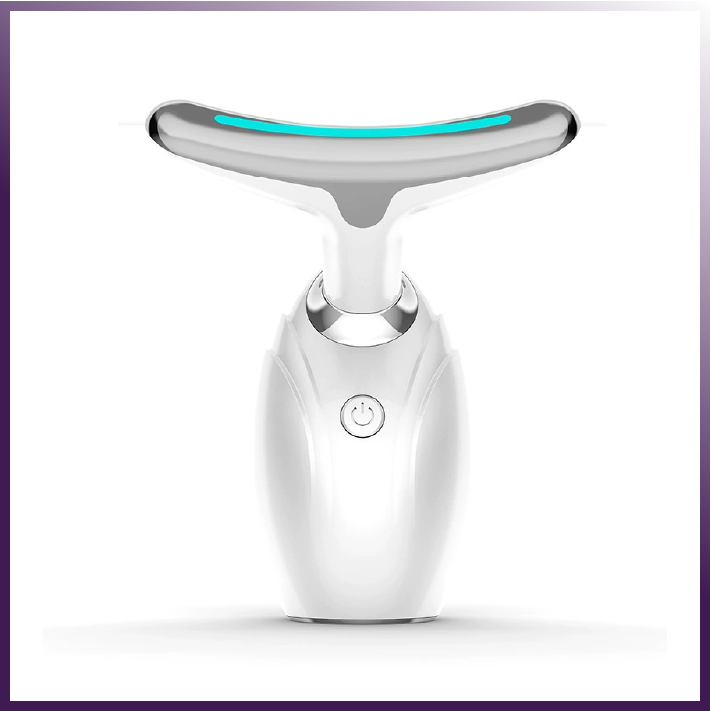 Neck & Face Lifting LED Therapy Device in white and silver, designed for wrinkle reduction and skin rejuvenation.