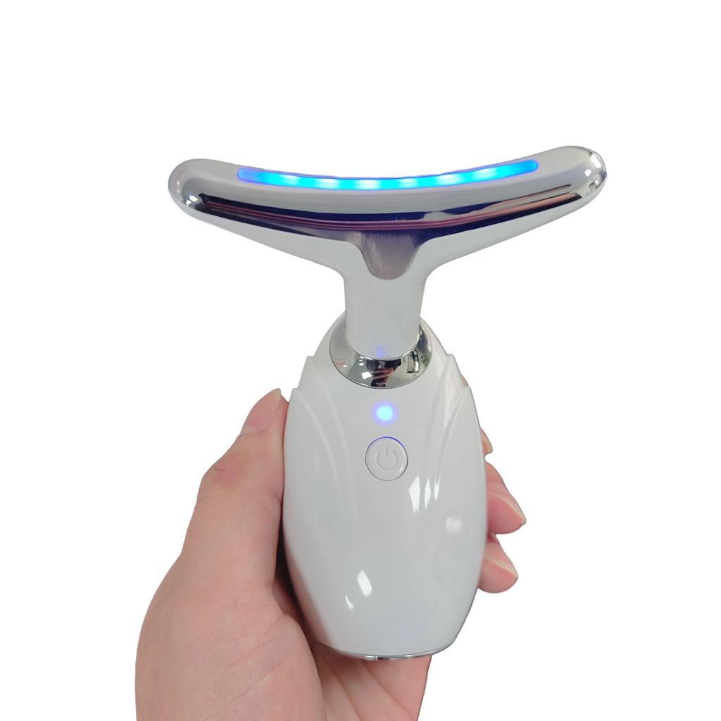 Neck & Face Lifting LED Therapy Device in white and silver, designed for wrinkle reduction and skin rejuvenation.