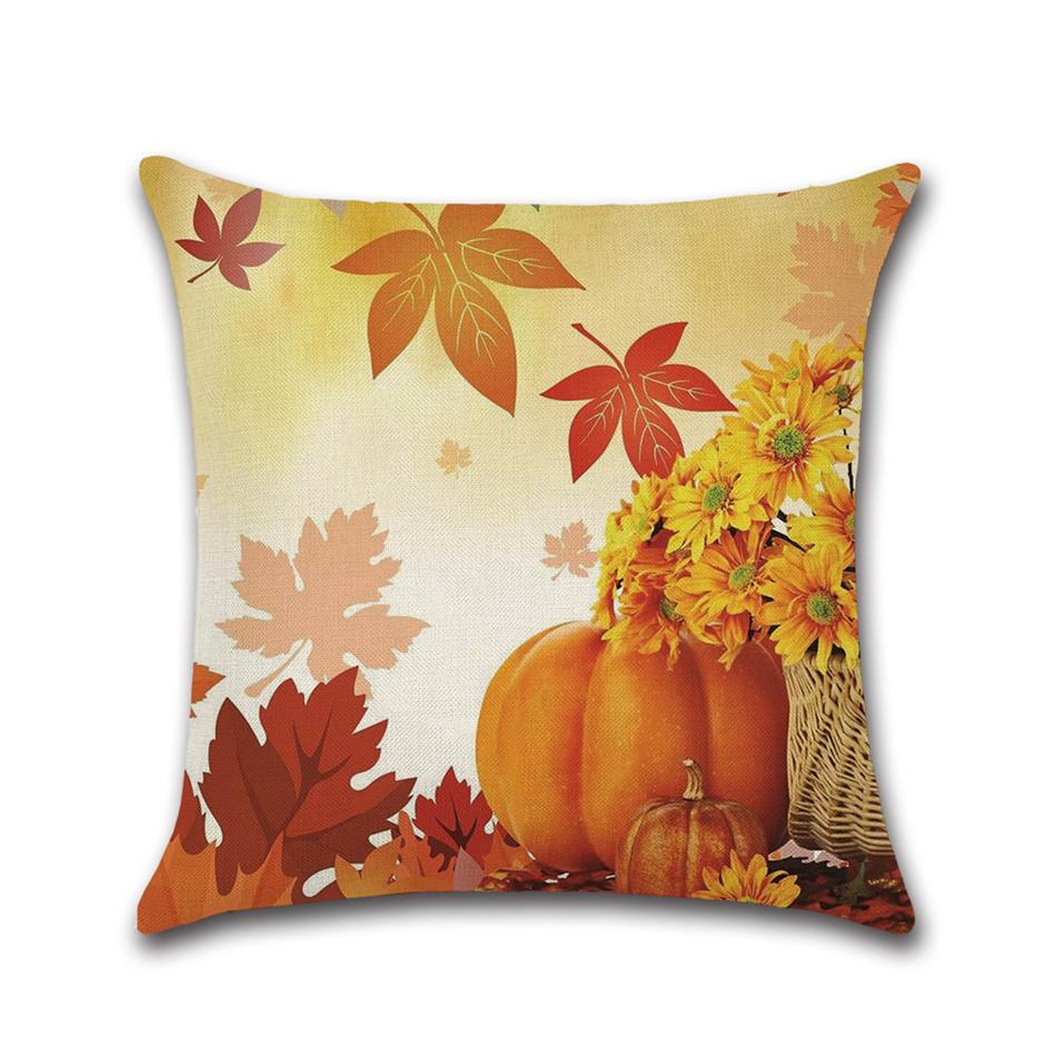 Set of 4 Halloween throw pillow covers featuring pumpkin, castle, and bat designs, perfect for seasonal home decor.