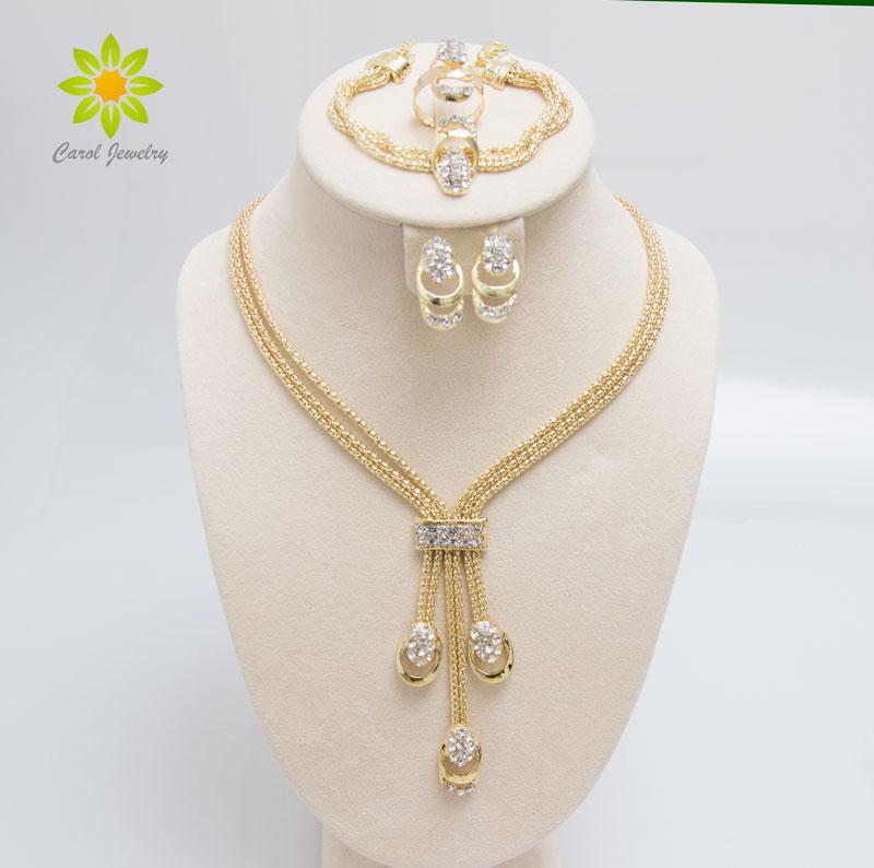 Elegant gold plated beads collar necklace and earrings set, featuring intricate designs and sparkling crystals, perfect for special occasions.