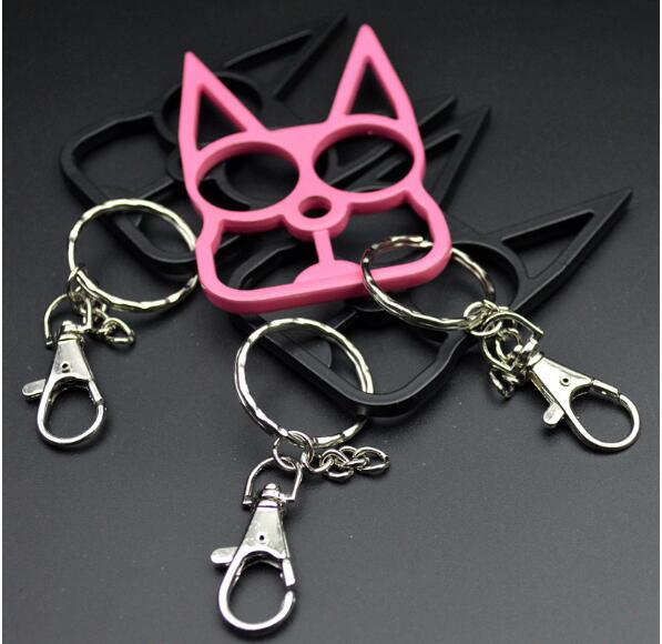 New Cat Keychain Ring Buckle in a playful cat face design, made from durable plastic, ideal for outdoor use.