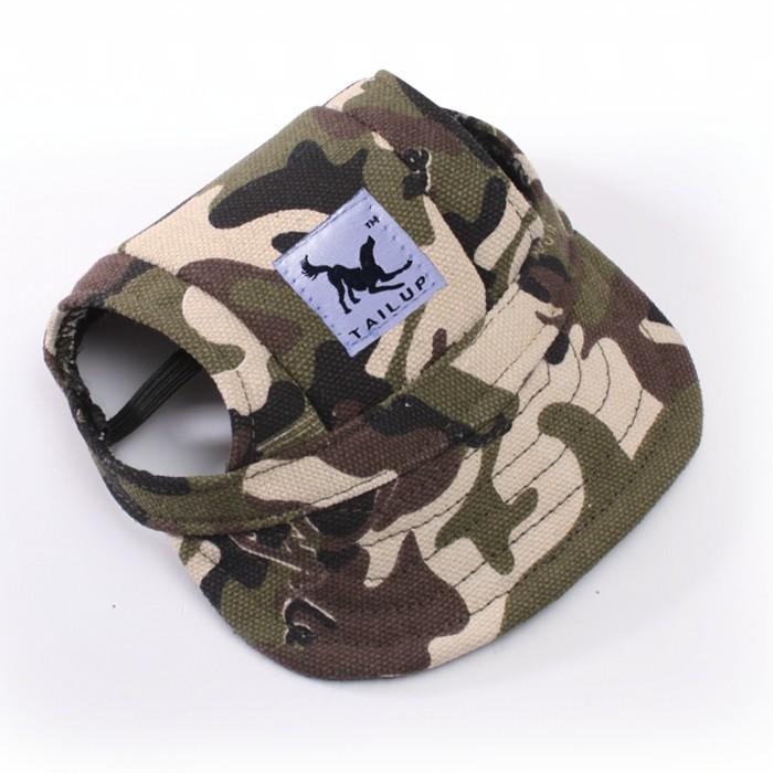 New Dog Printed Peaked Hat with ear holes in camouflage design, perfect for outdoor activities and sun protection.