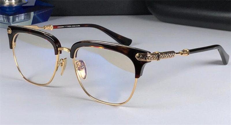 Stylish VERTI prescription eyeglass frames for men, featuring a semi-rimless design in golden color with black legs, showcasing UV protection.