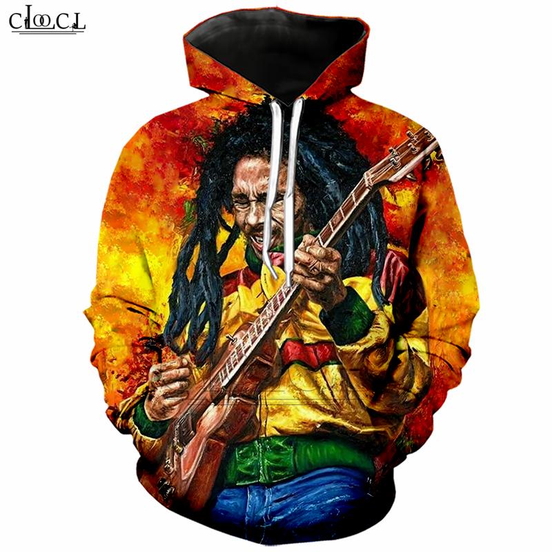 New Bob Marley hoodie featuring a vibrant 3D print design, showcasing reggae culture with a comfortable fit.