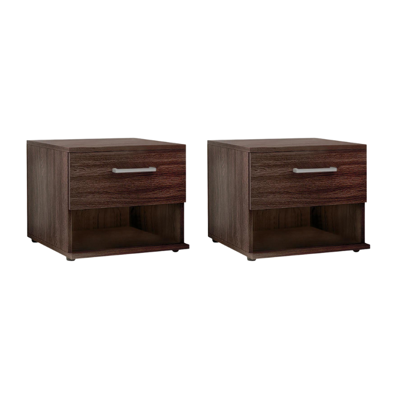 ANITA Wenge Nightstand Set featuring two stylish melamine nightstands in a rich wenge finish, ideal for modern bedrooms.