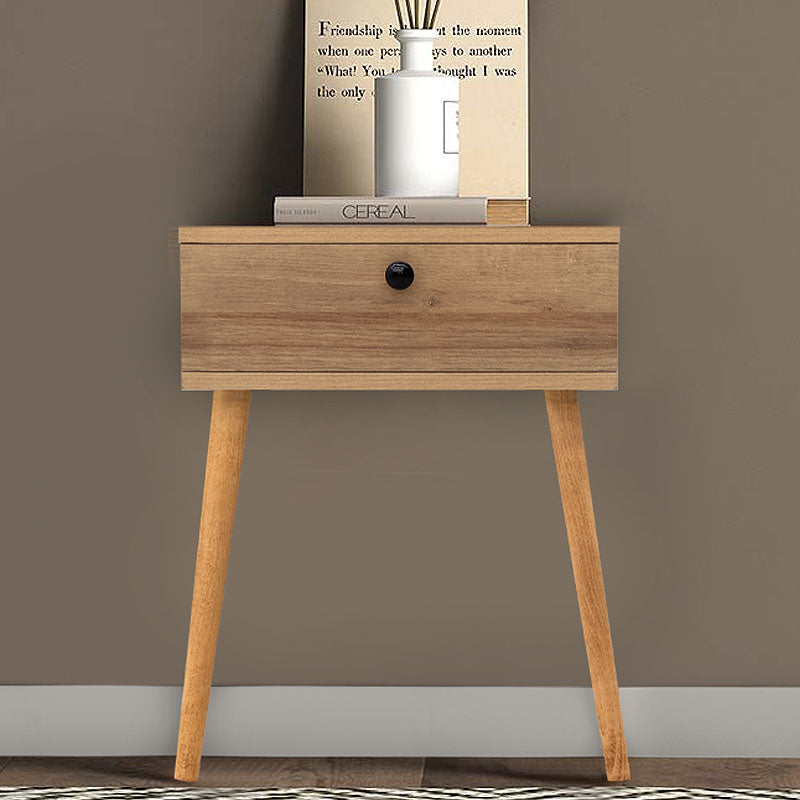 CLARA Pine Oak Nightstand with one drawer, showcasing a stylish melamine finish and compact dimensions.