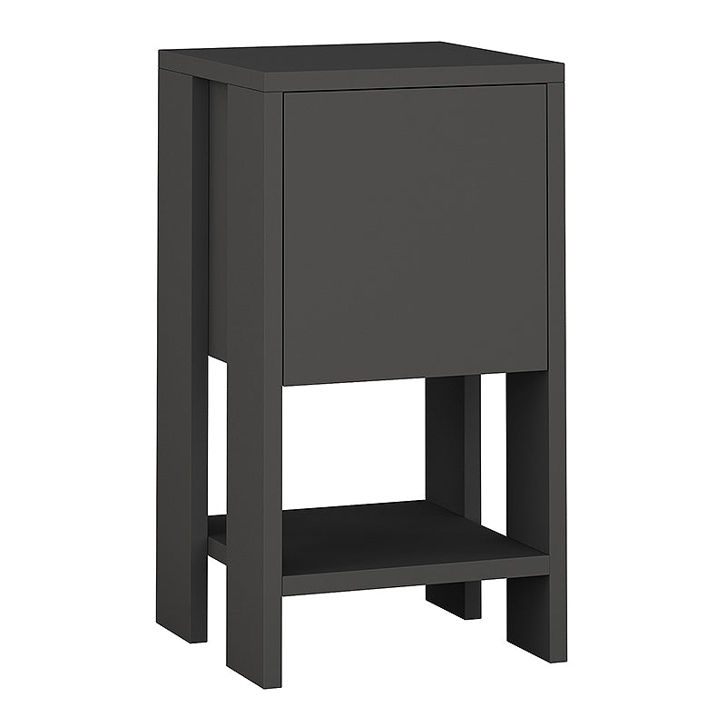 EMILIO Nightstand in anthracite color, featuring a cupboard and shelf, dimensions 30x30x55 cm.