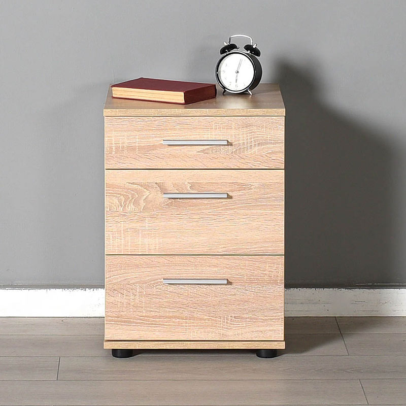 LUCKY Sonoma Nightstand Set featuring a stylish design with three drawers in a sonoma finish, perfect for bedroom or office use.