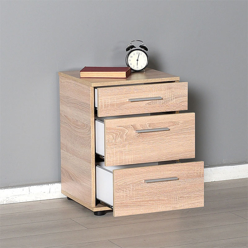 LUCKY Sonoma Nightstand Set featuring a stylish design with three drawers in a sonoma finish, perfect for bedroom or office use.