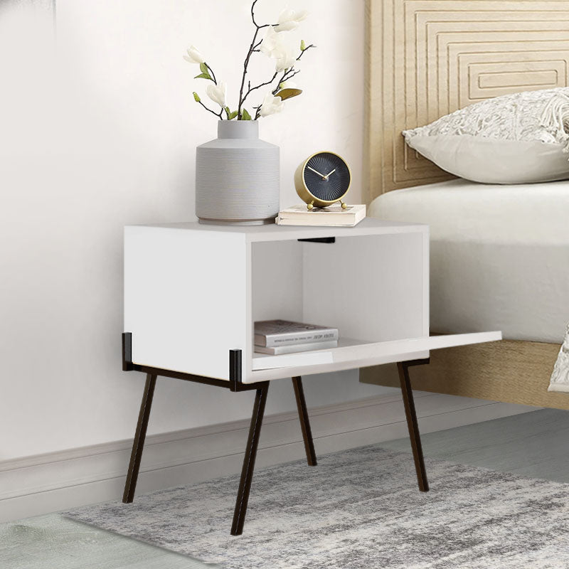 Nightstand MILLA White Set featuring a sleek melamine finish, compact design, and modern aesthetic, ideal for bedrooms and offices.