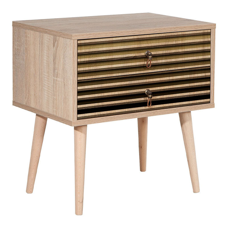 Nightstand SANDRA in sonoma finish with stylish design and wooden legs, perfect for modern interiors.