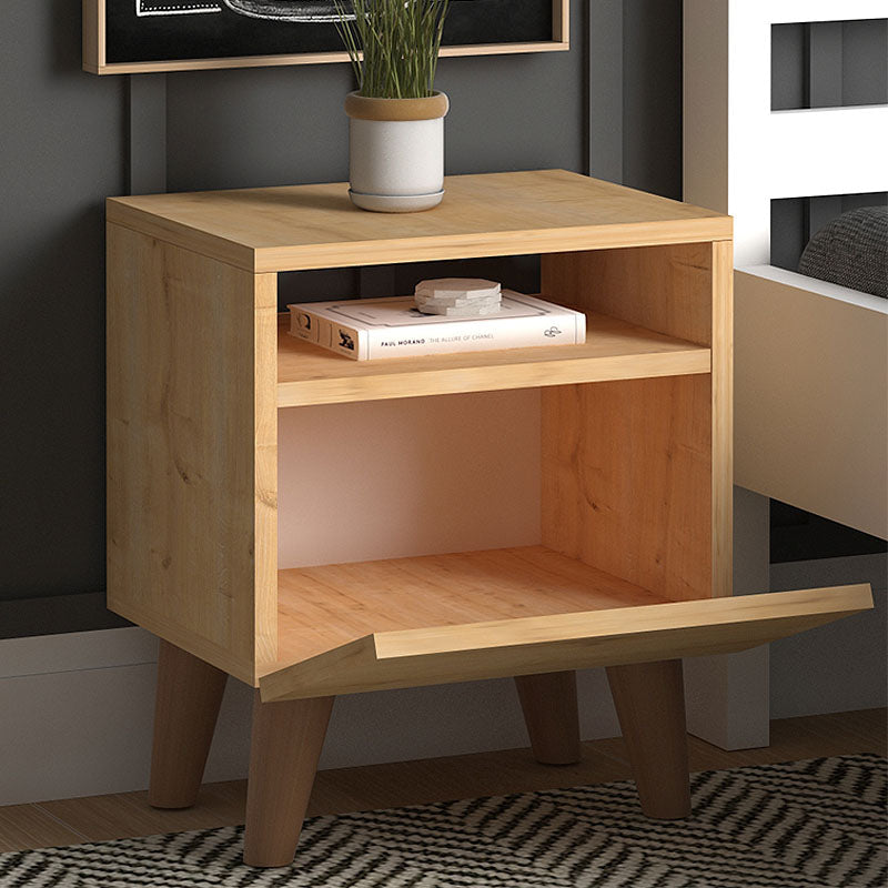 Set of two SILVIA Nightstands in oak finish, featuring a cupboard and shelf, perfect for bedroom decor.