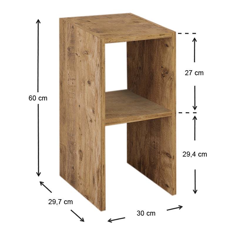 SIMPLE Oak Nightstand with melamine finish, dimensions 30x30x60 cm, suitable for bedside or coffee table use.