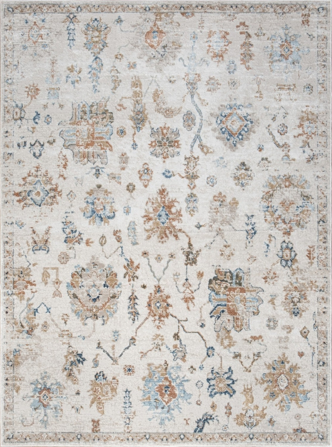 Noble Ivory Area Rug measuring 7 ft. 10 in. x 10 ft. 3 in., featuring a soft polyester texture and elegant ivory color, perfect for home decor.