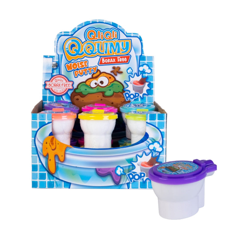 Colorful Noisy Putty in a novelty toilet-shaped container, perfect for sensory play and making funny sounds.