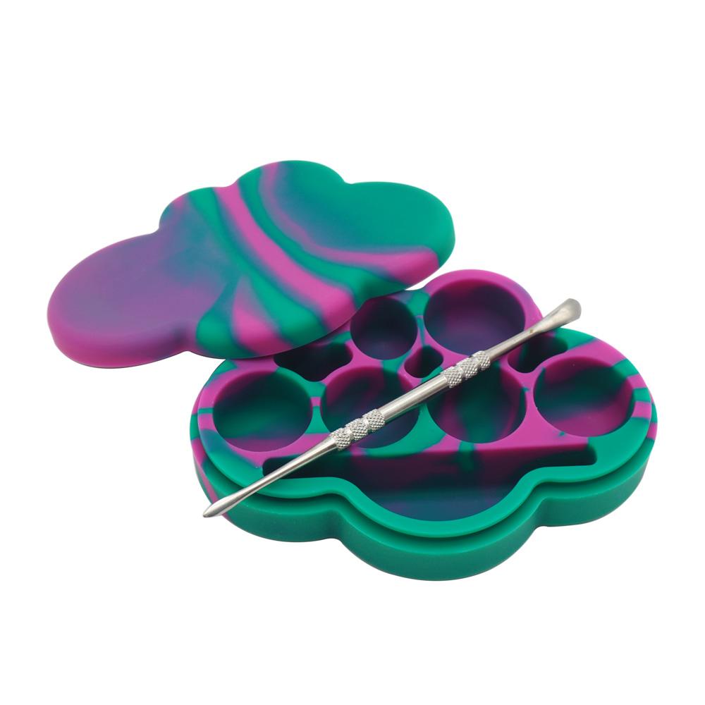 Large Non-stick Silicone Dab Container with 6 cavities, showcasing its vibrant colors and eco-friendly design.