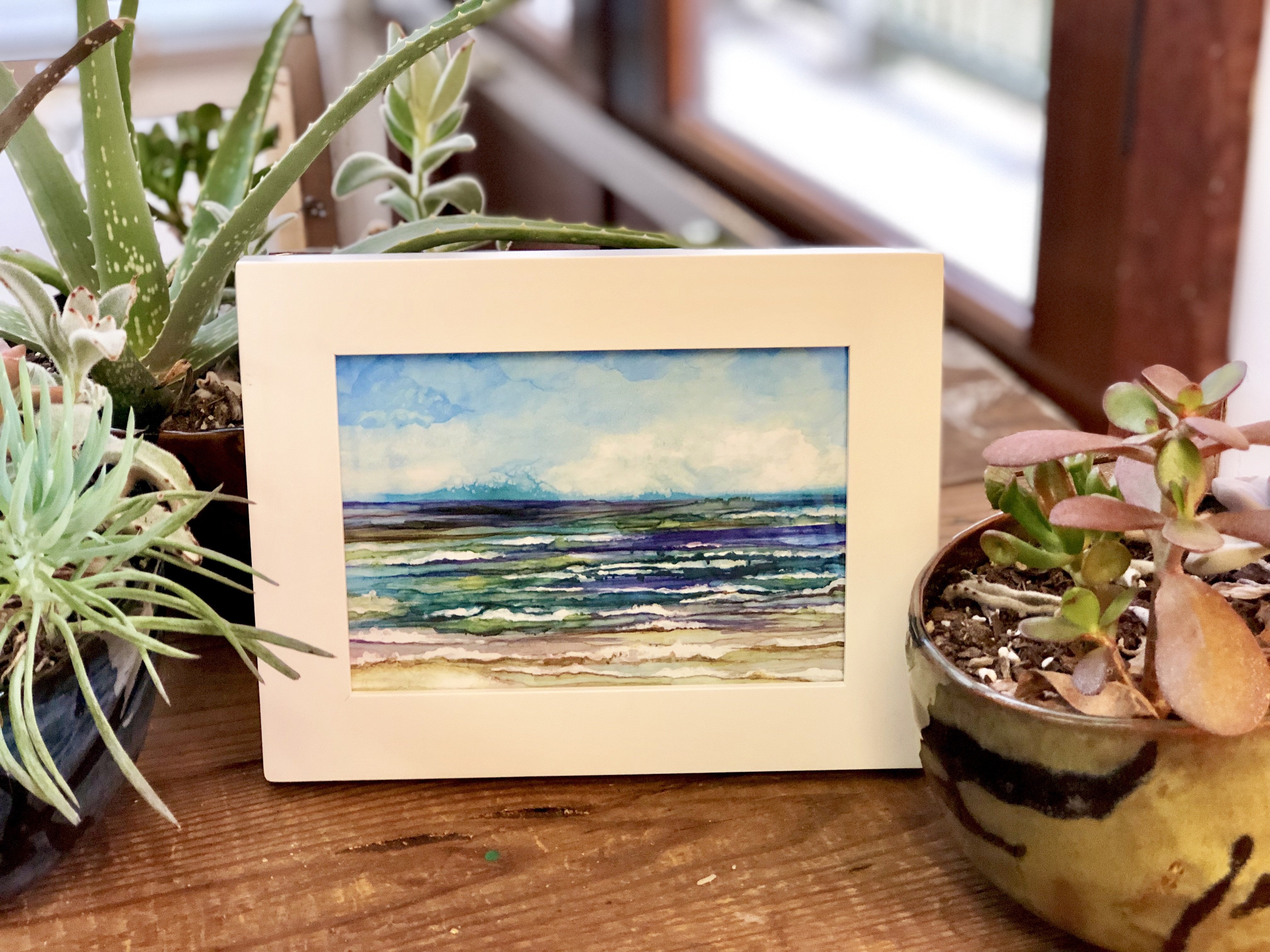 Ocean Breeze Blank Greeting Cards featuring a vibrant ocean-scape design on heavyweight paper.