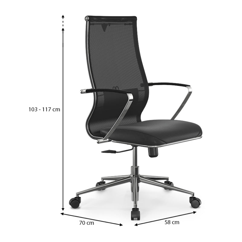 Ergonomic Office Chair CANADA in black with mesh fabric and PU leather, featuring a steel frame and adjustable height.