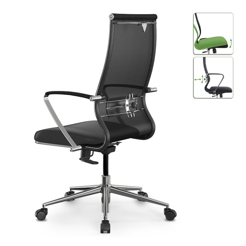 Ergonomic Office Chair CANADA in black with mesh fabric and PU leather, featuring a steel frame and adjustable height.