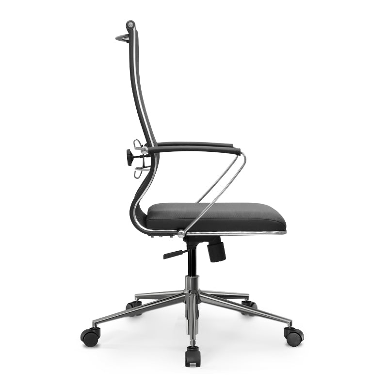 Ergonomic Office Chair CANADA in black with mesh fabric and PU leather, featuring a steel frame and adjustable height.