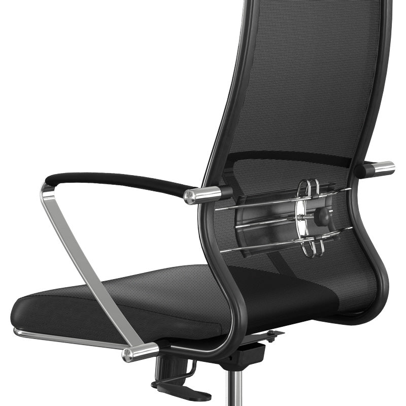 Ergonomic Office Chair CANADA in black with mesh fabric and PU leather, featuring a steel frame and adjustable height.