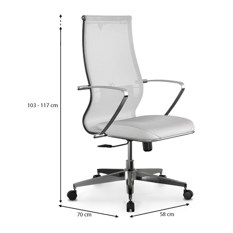 Ergonomic Office Chair CANADA in white with Mesh fabric and PU leather, featuring adjustable height and lumbar support.