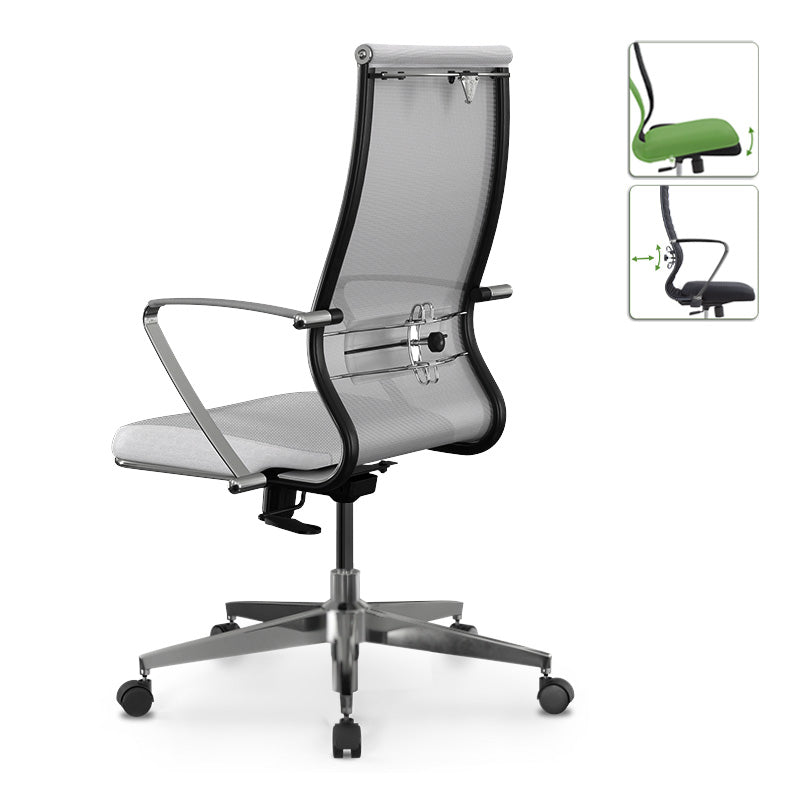 Ergonomic Office Chair CANADA in white with Mesh fabric and PU leather, featuring adjustable height and lumbar support.