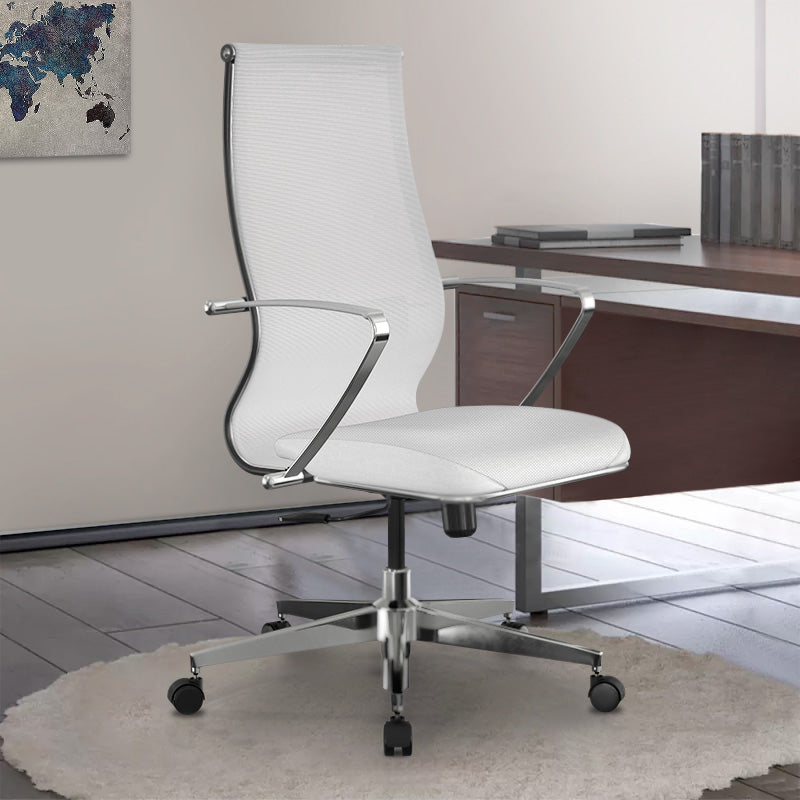 Ergonomic Office Chair CANADA in white with Mesh fabric and PU leather, featuring adjustable height and lumbar support.