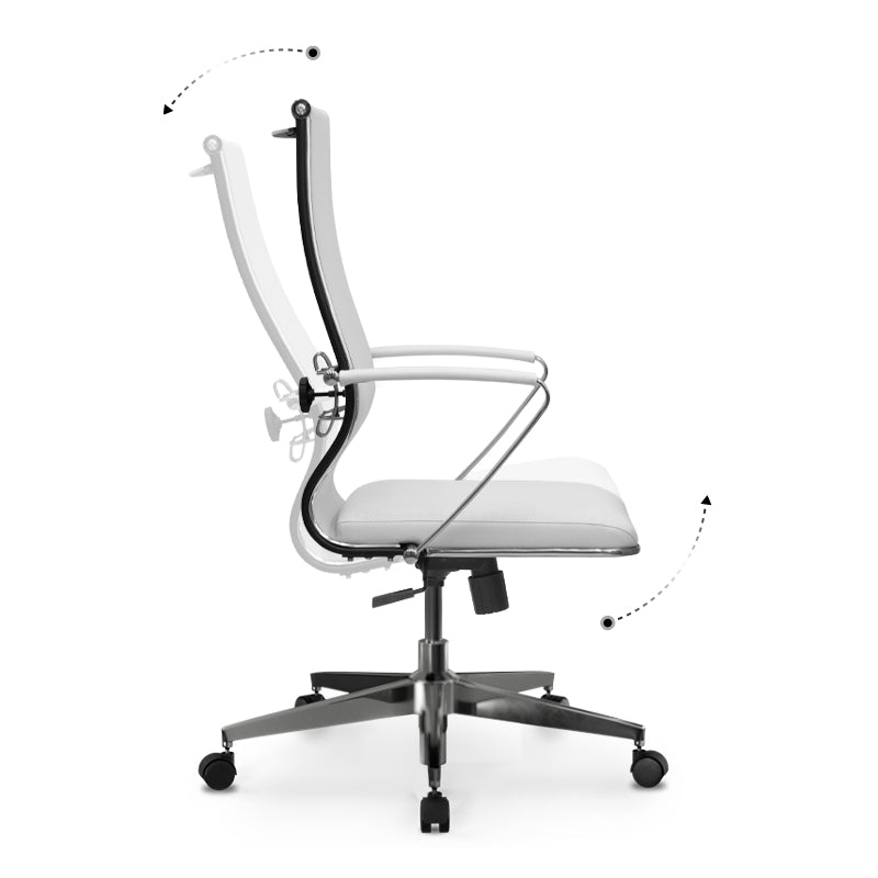 Ergonomic Office Chair CANADA in white with Mesh fabric and PU leather, featuring adjustable height and lumbar support.