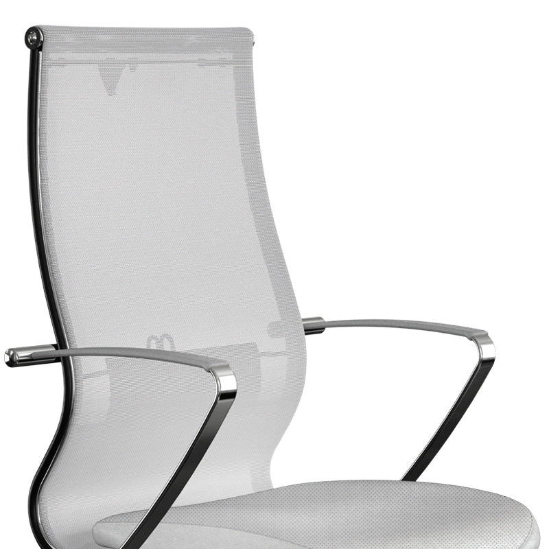 Ergonomic Office Chair CANADA in white with Mesh fabric and PU leather, featuring adjustable height and lumbar support.