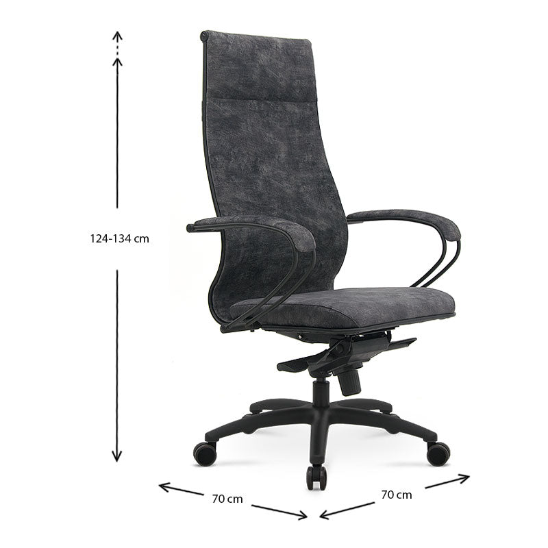 CHARMANT Marble Grey Office Chair with ergonomic design, chrome frame, and comfortable seating, ideal for home and professional use.