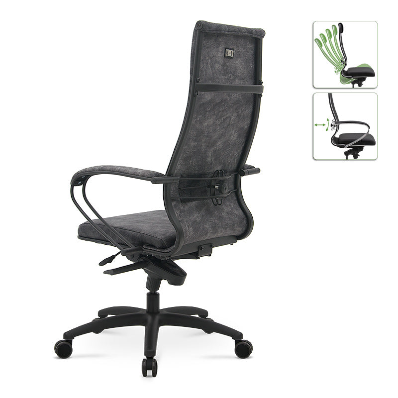 CHARMANT Marble Grey Office Chair with ergonomic design, chrome frame, and comfortable seating, ideal for home and professional use.