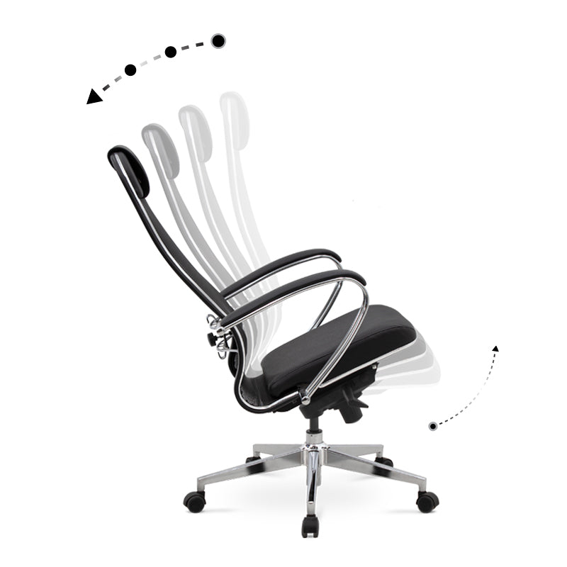 Office Chair CHEF Black with ergonomic design, mesh fabric, and chrome base, ideal for home and professional use.