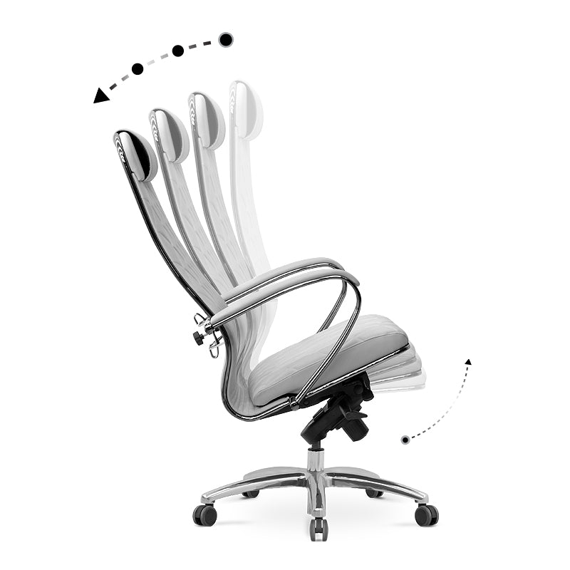 LEONI White Office Chair featuring ergonomic design, chrome frame, and artificial leather upholstery, perfect for modern workspaces.