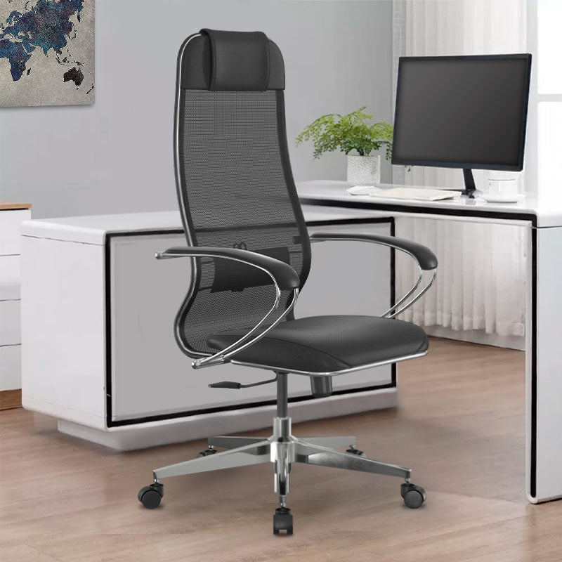 Office Chair MALTA in black synthetic leather with ergonomic design and adjustable features.