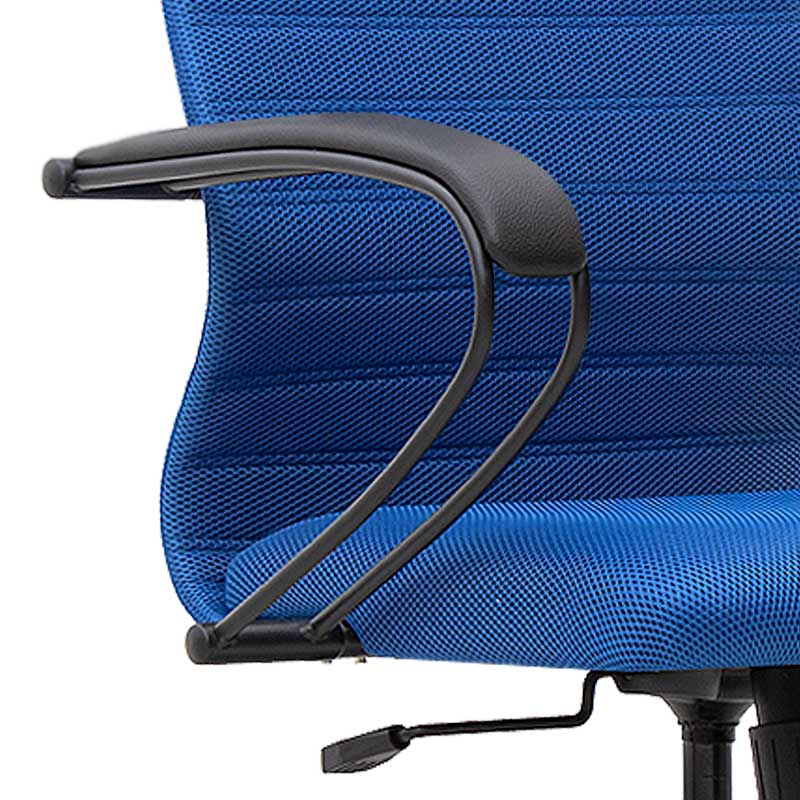 Office Chair MASTER in blue with ergonomic design, leather headrest, and double Mesh fabric, ideal for home or office use.