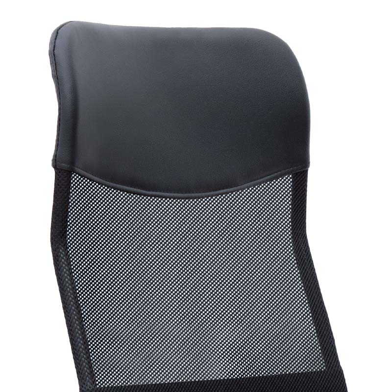 Office Chair MICHA in black with ergonomic design, featuring a mesh fabric seat and chrome metal frame.