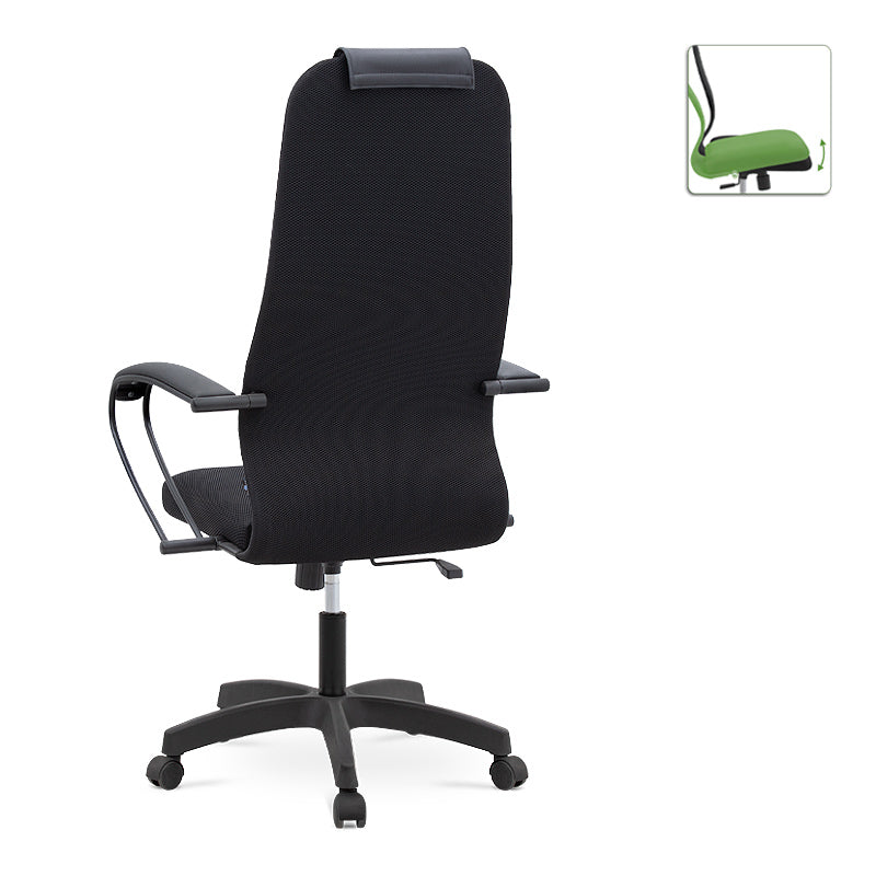 MIRA Office Chair in black with ergonomic design, leather headrest, and durable Mesh fabric, suitable for home and office use.