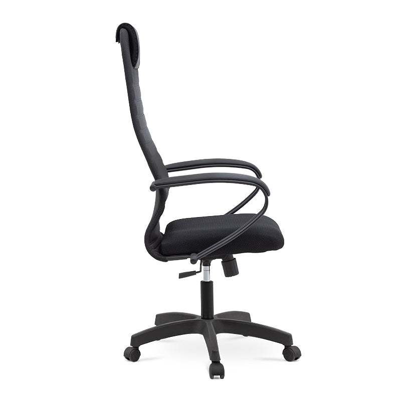 MIRA Office Chair in black with ergonomic design, leather headrest, and durable Mesh fabric, suitable for home and office use.