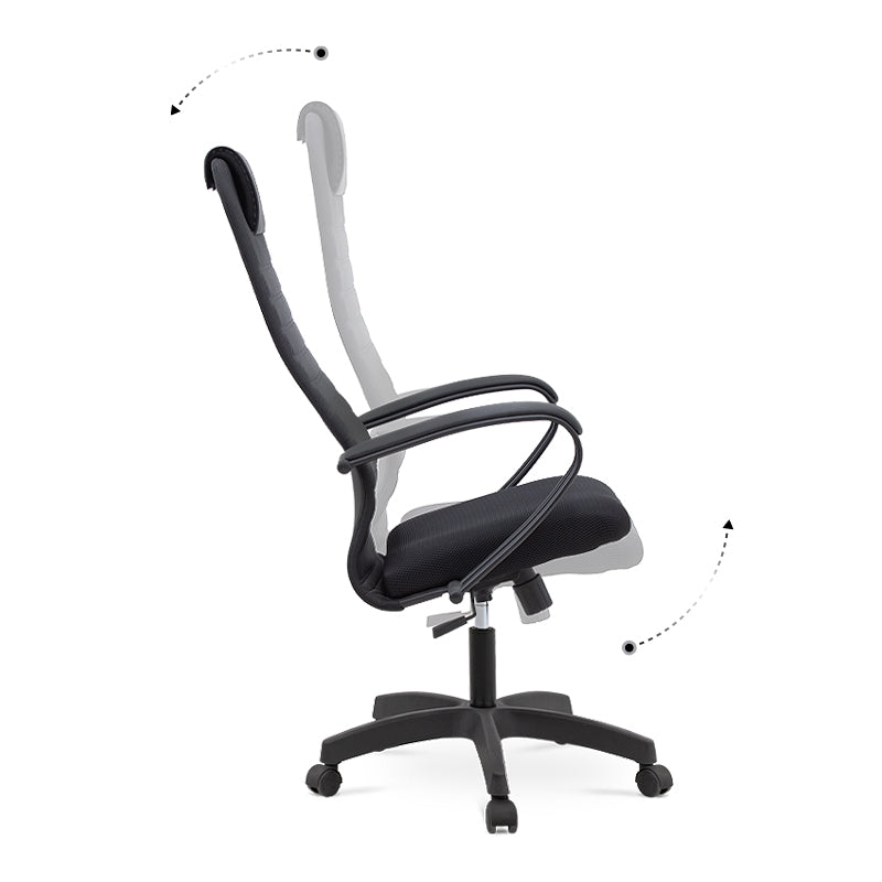 MIRA Office Chair in black with ergonomic design, leather headrest, and durable Mesh fabric, suitable for home and office use.