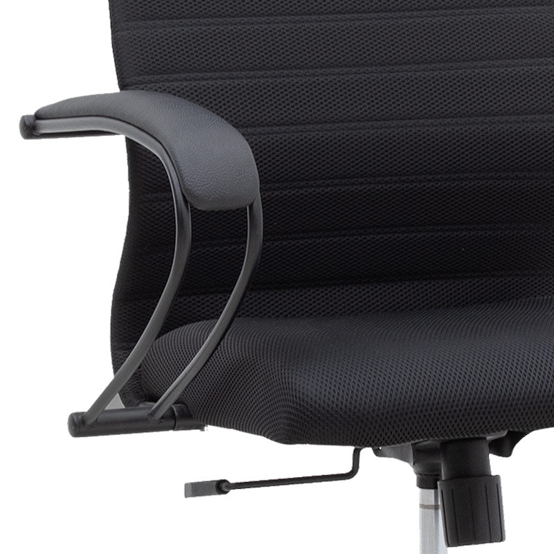 MIRA Office Chair in black with ergonomic design, leather headrest, and durable Mesh fabric, suitable for home and office use.