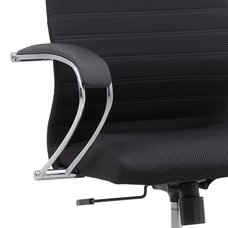 MIRA Black Office Chair featuring ergonomic design, chrome frame, and Mesh fabric upholstery, ideal for home and office use.