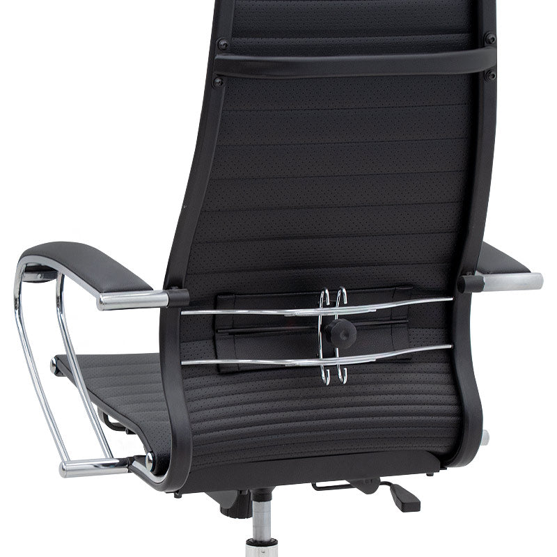 Ergonomic Office Chair PETER in black with high leather back and comfortable seat, designed for home and professional use.