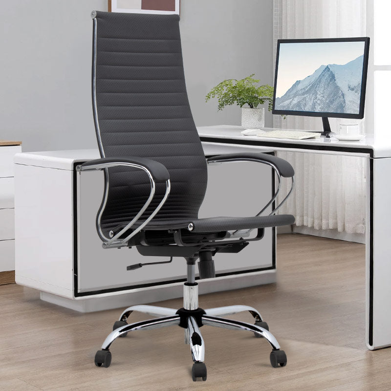 Ergonomic Office Chair PETER in black with high leather back and comfortable seat, designed for home and professional use.