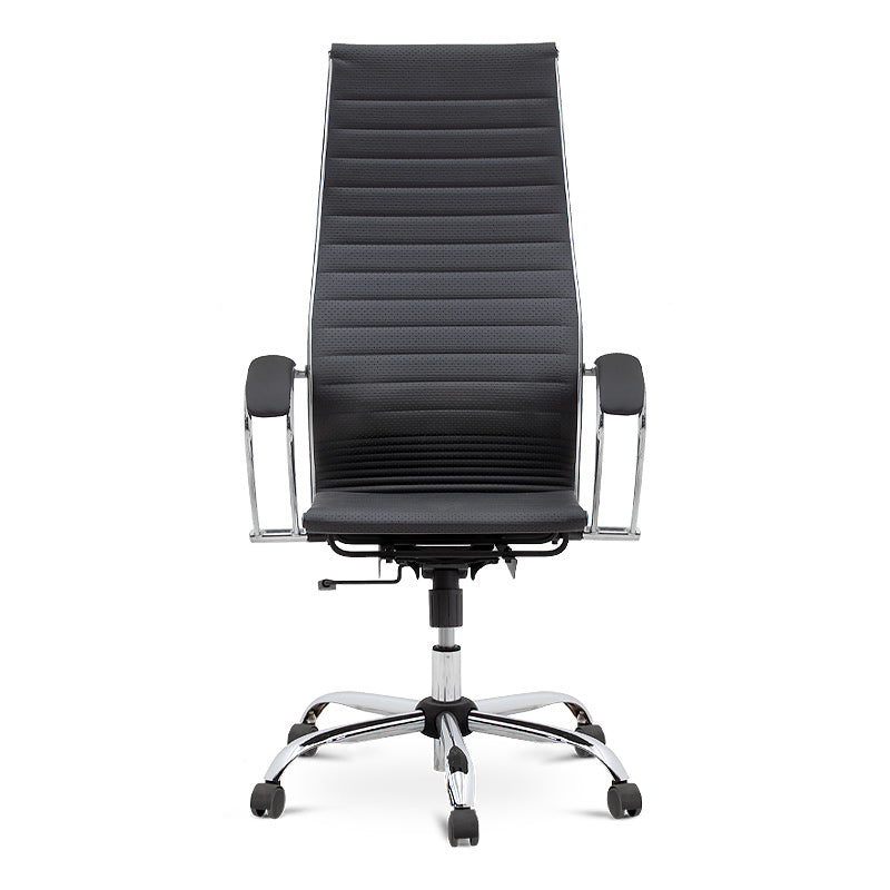 Ergonomic Office Chair PETER in black with high leather back and comfortable seat, designed for home and professional use.