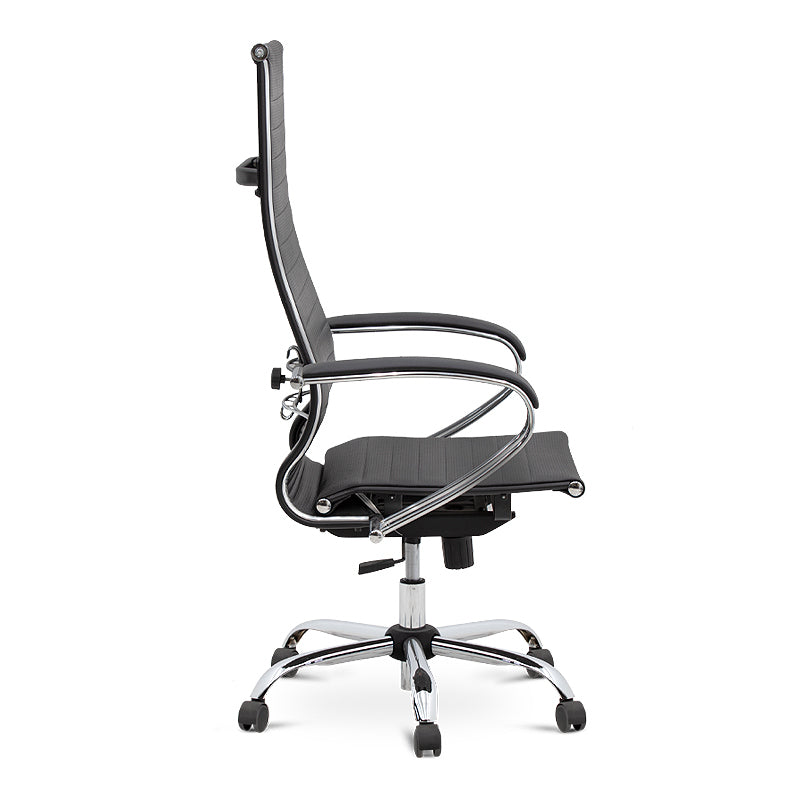 Ergonomic Office Chair PETER in black with high leather back and comfortable seat, designed for home and professional use.